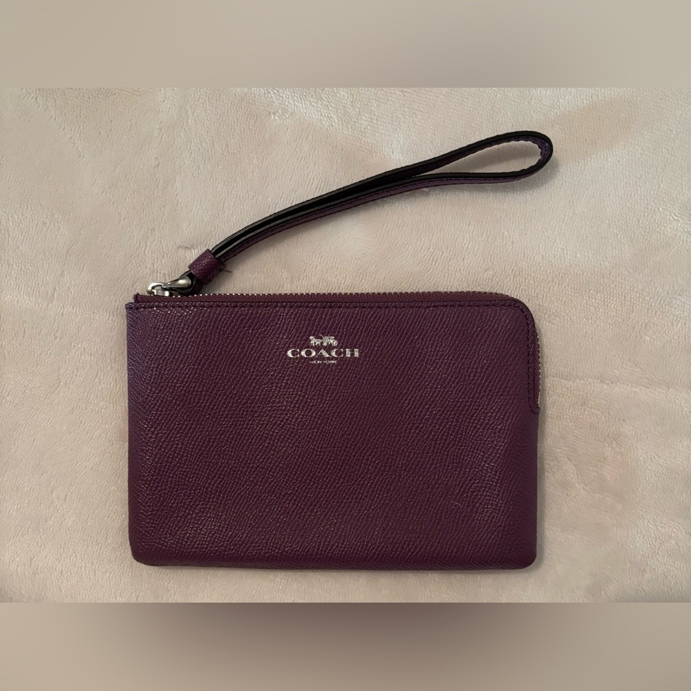 Coach Plum Leather Wristlet - Picture 1 of 3